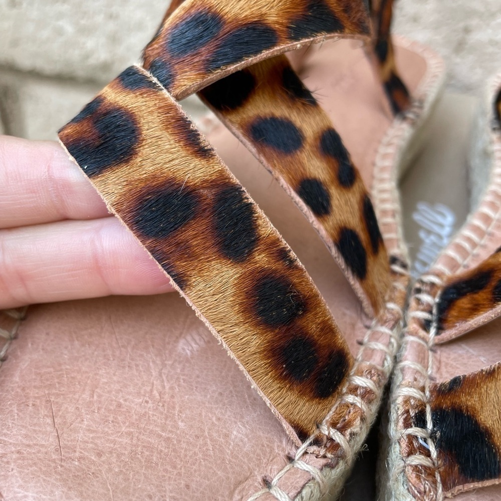NWT MADEWELL The Malia Espadrille Leopard Sandals Calf Hair Size 8 - Picture 6 of 11